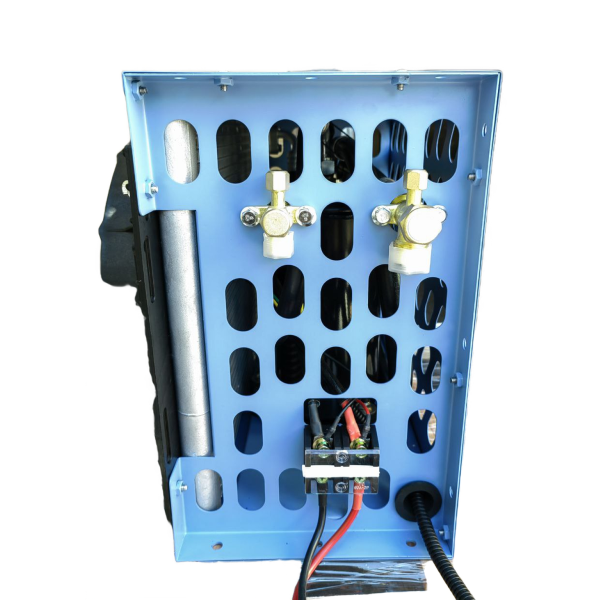 Karlesk G1-R outdoor unit, side view with service valves